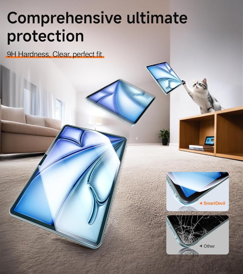 SmartDevil Screen Protector for iPad with Easy Installation Frame, 9H Clear Tempered Glass Film, Anti-Shatter, Bubble Free, Dust-Free Box, 2 Pack (Air 11" (2025/2024)) - Image 5